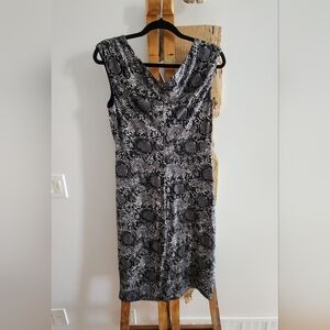 Connected Apparel Black and Gray Midi Dress